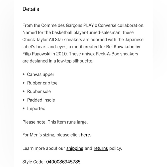 CdG PLAY x Converse Women's Chuck Taylor All Star Peek-A-Boo Low-Top Sneakers - Picture 7 of 7